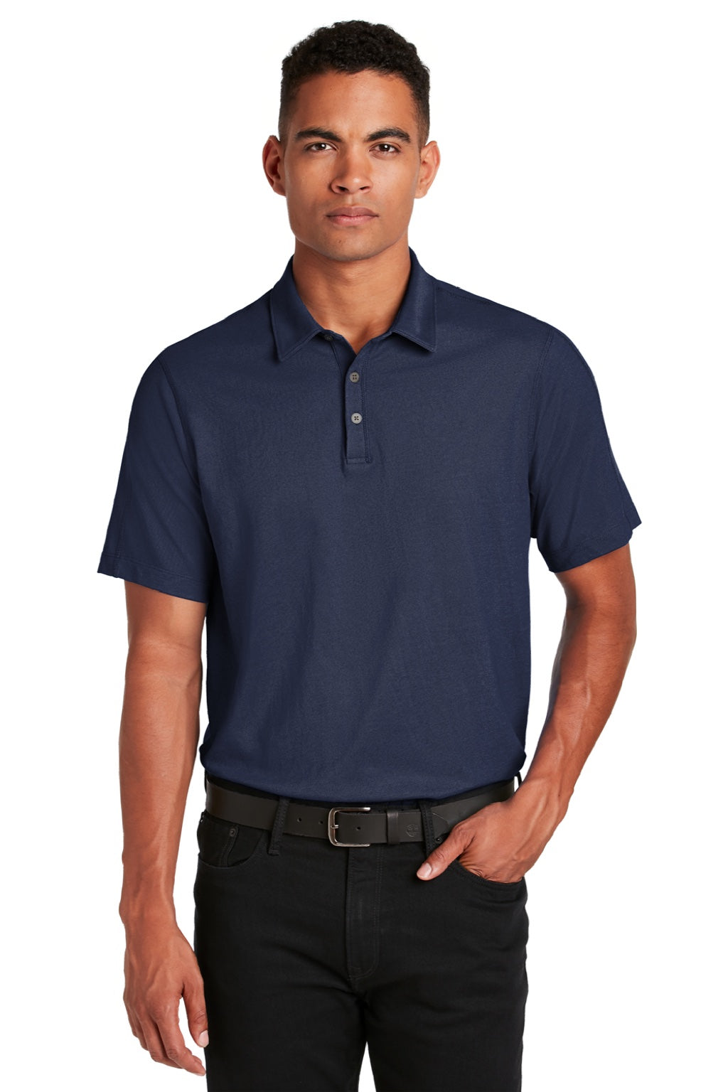 Ogio OG126 Mens Onyx Moisture Wicking Short Sleeve Polo Shirt Navy Blue Model Front