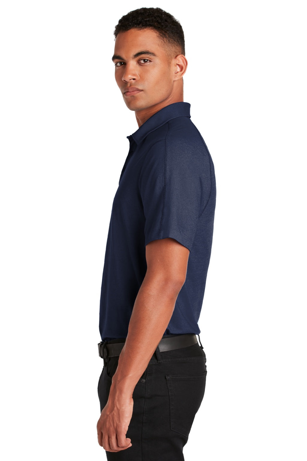 Ogio OG126 Mens Onyx Moisture Wicking Short Sleeve Polo Shirt Navy Blue Model Side