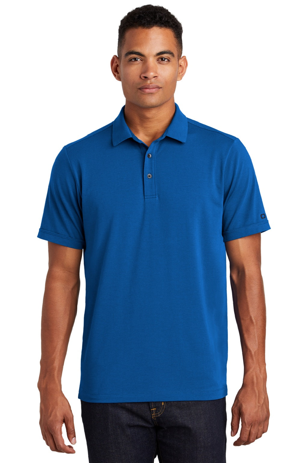 Ogio OG138 Mens Limit Moisture Wicking Short Sleeve Polo Shirt Force Blue Model Front