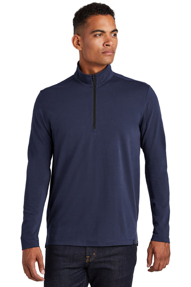 Ogio OG139 Mens Limit Moisture Wicking 1/4 Zip Sweatshirt Navy Blue Model Front