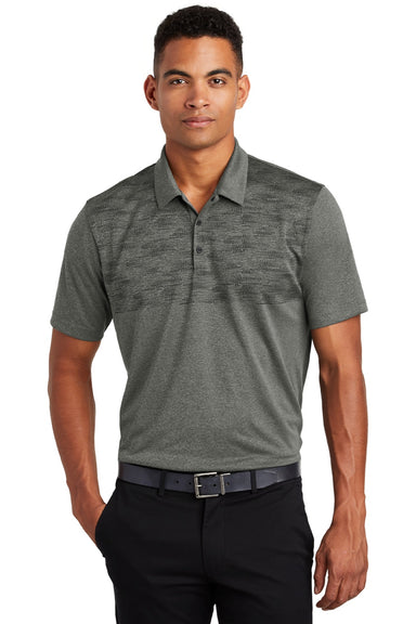 Ogio OG140 Mens Gravitate Moisture Wicking Short Sleeve Polo Shirt Heather Dark Grey Model Front