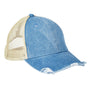Adams Mens Distressed Ollie Adjustable Trucker Hat - Light Denim Blue/Tan