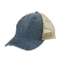 Adams Hats Mens Distressed Ollie Adjustable Trucker Hat - Navy Blue/Tan
