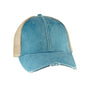 Adams Hats Mens Distressed Ollie Adjustable Trucker Hat - Teal Blue/Tan