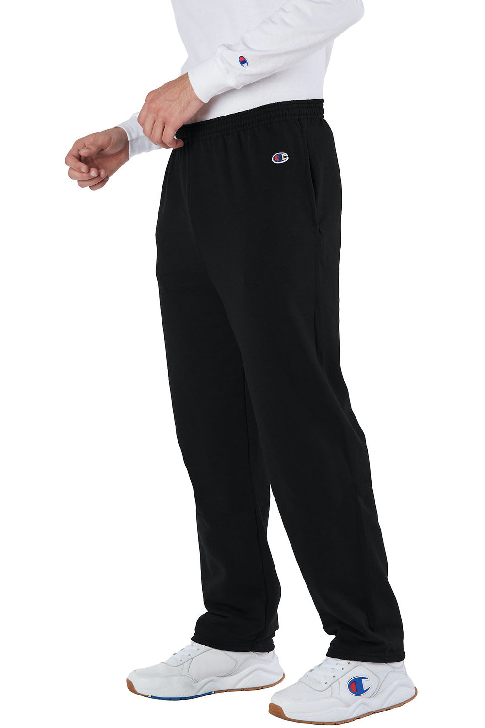 Champion P800 Mens Open Bottom Fleece Sweatpants w/ Pockets Black Model 3q