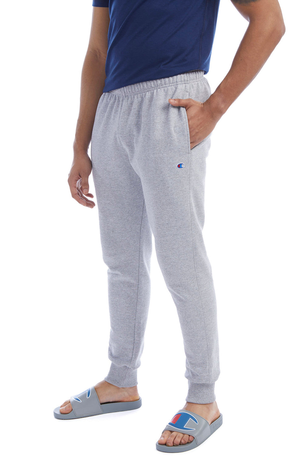 Champion P930 Mens Power blend Fleece Jogger Sweatpants w/ Pockets Light Steel Grey Model 3q