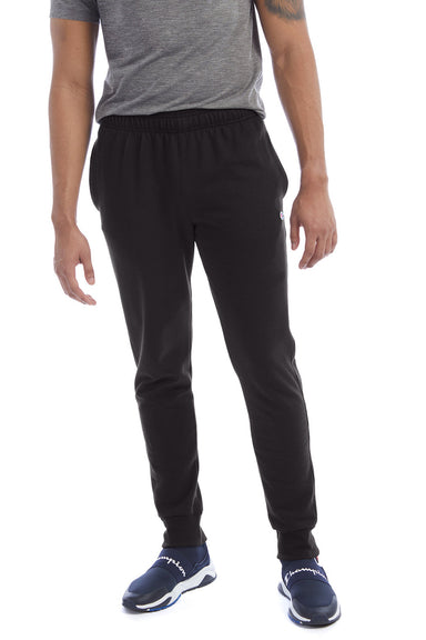 Champion P930 Mens Power blend Fleece Jogger Sweatpants w/ Pockets Black Model Front