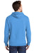 Port & Company PC098H Mens Beach Wash Fleece Hooded Sweatshirt Hoodie w/ Pouch Pocket Blue Moon Model Back