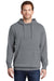 Port & Company PC098H Mens Beach Wash Fleece Hooded Sweatshirt Hoodie w/ Pouch Pocket Coal Grey Model Front