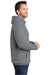 Port & Company PC098H Mens Beach Wash Fleece Hooded Sweatshirt Hoodie w/ Pouch Pocket Coal Grey Model Side
