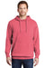 Port & Company PC098H Mens Beach Wash Fleece Hooded Sweatshirt Hoodie w/ Pouch Pocket Fruit Punch Pink Model Front