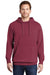 Port & Company PC098H Mens Beach Wash Fleece Hooded Sweatshirt Hoodie w/ Pouch Pocket Merlot Red Model Front