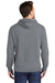 Port & Company PC098H Mens Beach Wash Fleece Hooded Sweatshirt Hoodie w/ Pouch Pocket Pewter Grey Model Back
