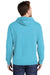 Port & Company PC098H Mens Beach Wash Fleece Hooded Sweatshirt Hoodie w/ Pouch Pocket Tidal Wave Blue Model Back