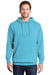 Port & Company PC098H Mens Beach Wash Fleece Hooded Sweatshirt Hoodie w/ Pouch Pocket Tidal Wave Blue Model Front