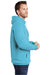 Port & Company PC098H Mens Beach Wash Fleece Hooded Sweatshirt Hoodie w/ Pouch Pocket Tidal Wave Blue Model Side