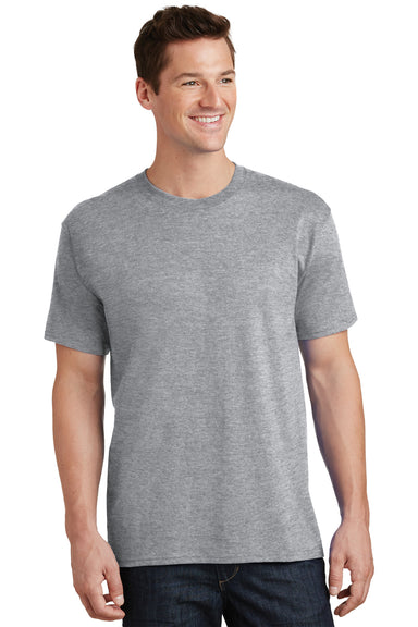Port & Company PC54/PC54T Mens Core Short Sleeve Crewneck T-Shirt Heather Grey Model Front