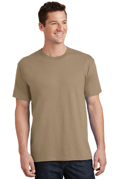 Port & Company PC54/PC54T Mens Core Short Sleeve Crewneck T-Shirt Sand Brown Model Front