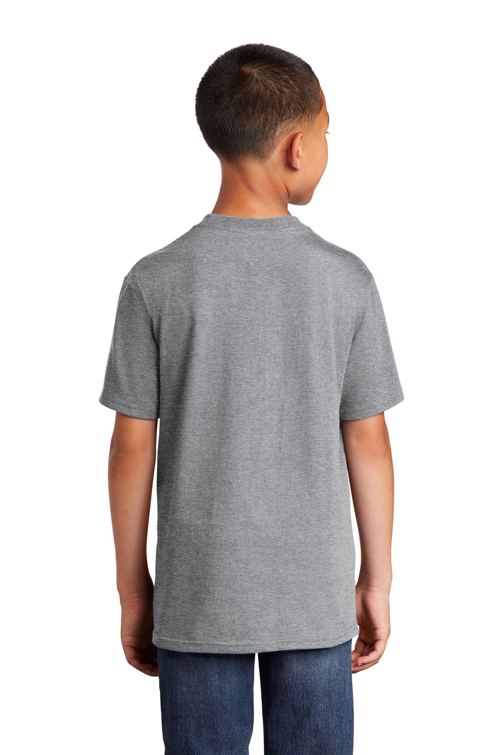 Port & Company PC54Y Youth Core Short Sleeve Crewneck T-Shirt Heather Grey Model Back