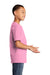 Port & Company PC54Y Youth Core Short Sleeve Crewneck T-Shirt Candy Pink Model Side