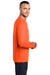Port & Company PC55LS/PC55LST Mens Core Long Sleeve Crewneck T-Shirt Safety Orange Model Side
