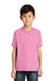 Port & Company PC55Y Youth Core Short Sleeve Crewneck T-Shirt Candy Pink Model Front