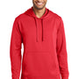 Port & Company Mens Dry Zone Performance Moisture Wicking Fleece Hooded Sweatshirt Hoodie w/ Pouch Pocket - Red