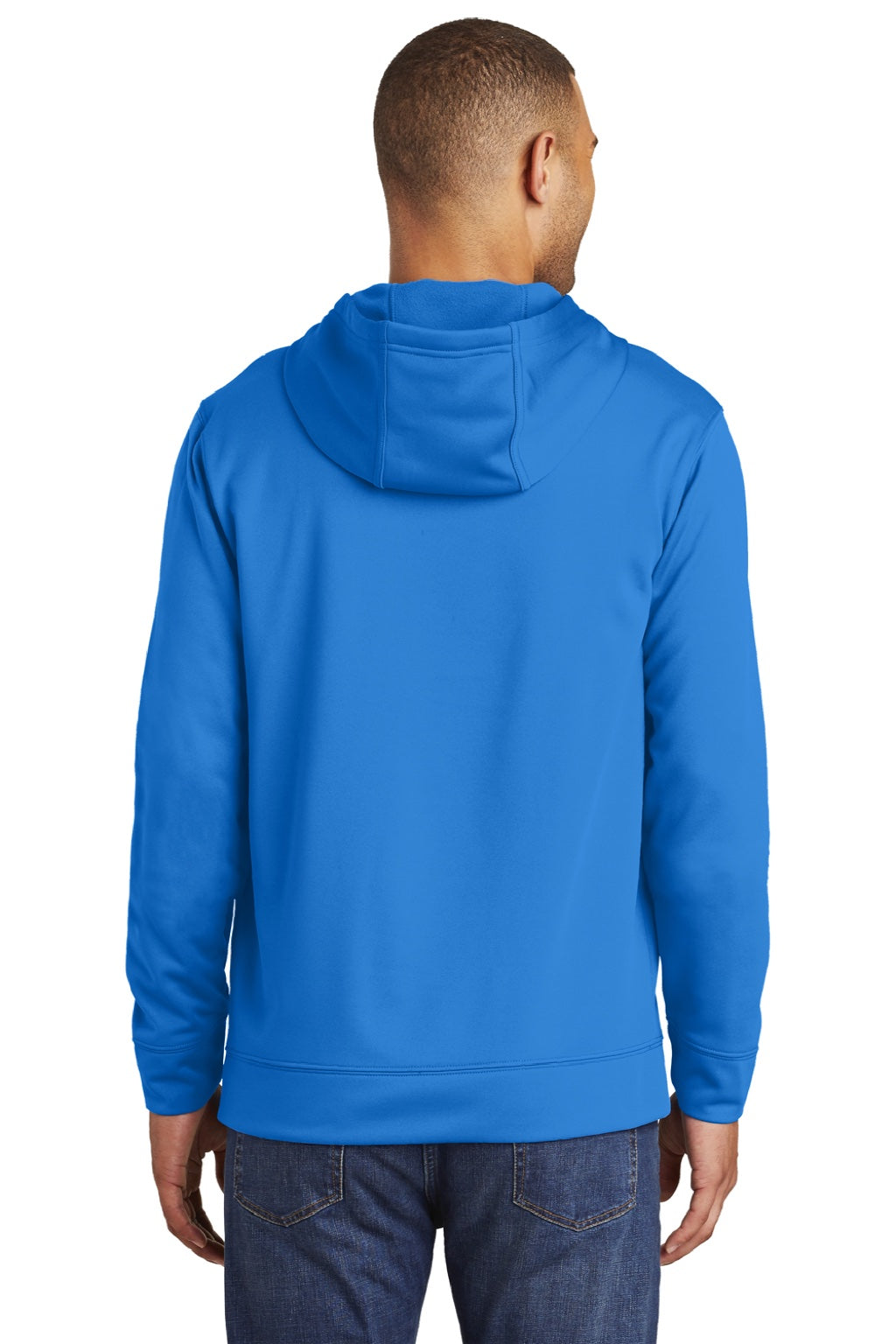 Port & Company PC590H Mens Dry Zone Performance Moisture Wicking Fleece Hooded Sweatshirt Hoodie w/ Pouch Pocket Royal Blue Model Back