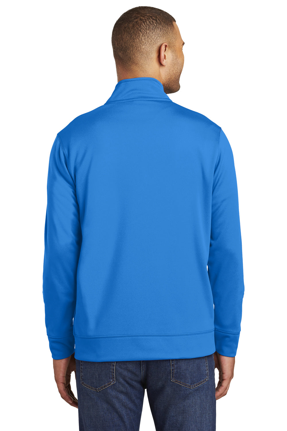 Port & Company PC590Q Mens Dry Zone Performance Moisture Wicking Fleece 1/4 Zip Sweatshirt Royal Blue Model Back