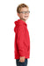Port & Company PC590YH Youth Dry Zone Performance Moisture Wicking Fleece Hooded Sweatshirt Hoodie w/ Pouch Pocket Red Model Side