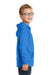 Port & Company PC590YH Youth Dry Zone Performance Moisture Wicking Fleece Hooded Sweatshirt Hoodie w/ Pouch Pocket Royal Blue Model Side