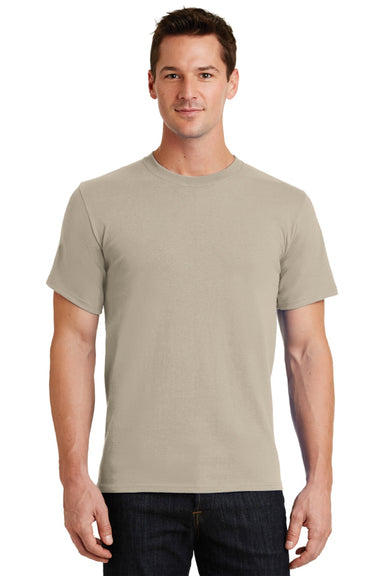 Port & Company PC61/PC61T Mens Essential Short Sleeve Crewneck T-Shirt Light Sand Brown Model Front
