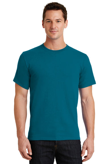 Port & Company PC61/PC61T Mens Essential Short Sleeve Crewneck T-Shirt Teal Blue Model Front