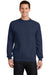 Port & Company PC78 Mens Core Pill Resistant Fleece Crewneck Sweatshirt Navy Blue Model Front