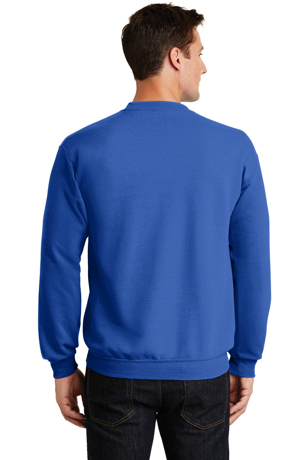 Port & Company PC78 Mens Core Pill Resistant Fleece Crewneck Sweatshirt Royal Blue Model Back