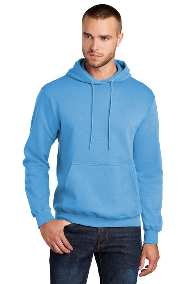 Port & Company PC78H/PC78HT Mens Core Pill Resistant Fleece Hooded Sweatshirt Hoodie w/ Pouch Pocket Aquatic Blue Model Front