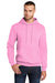 Port & Company PC78H/PC78HT Mens Core Pill Resistant Fleece Hooded Sweatshirt Hoodie w/ Pouch Pocket Candy Pink Model Front