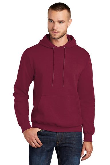 Port & Company PC78H/PC78HT Mens Core Pill Resistant Fleece Hooded Sweatshirt Hoodie w/ Pouch Pocket Cardinal Red Model Front