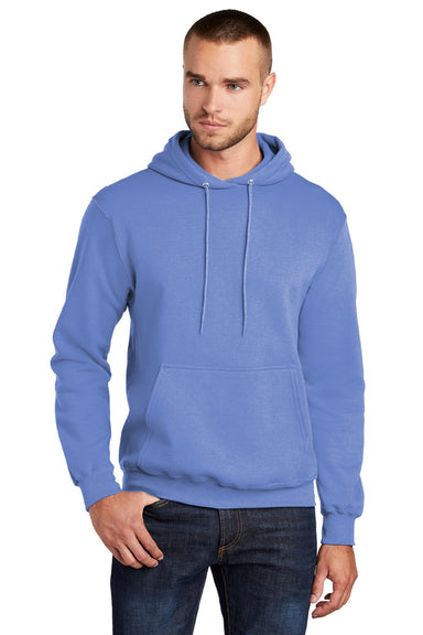 Port & Company PC78H/PC78HT Mens Core Pill Resistant Fleece Hooded Sweatshirt Hoodie w/ Pouch Pocket Carolina Blue Model Front