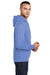 Port & Company PC78H/PC78HT Mens Core Pill Resistant Fleece Hooded Sweatshirt Hoodie w/ Pouch Pocket Carolina Blue Model Side