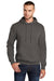 Port & Company PC78H/PC78HT Mens Core Pill Resistant Fleece Hooded Sweatshirt Hoodie w/ Pouch Pocket Charcoal Grey Model Front