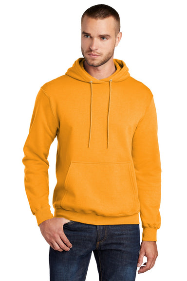 Port & Company PC78H/PC78HT Mens Core Pill Resistant Fleece Hooded Sweatshirt Hoodie w/ Pouch Pocket Gold Model Front
