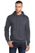 Port & Company PC78H/PC78HT Mens Core Pill Resistant Fleece Hooded Sweatshirt Hoodie w/ Pouch Pocket Heather Navy Blue Model Front