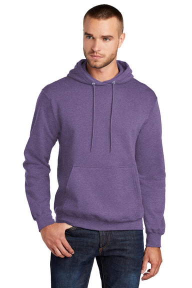 Port & Company PC78H/PC78HT Mens Core Pill Resistant Fleece Hooded Sweatshirt Hoodie w/ Pouch Pocket Heather Purple Model Front