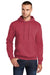 Port & Company PC78H/PC78HT Mens Core Pill Resistant Fleece Hooded Sweatshirt Hoodie w/ Pouch Pocket Heather Red Model Front