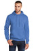 Port & Company PC78H/PC78HT Mens Core Pill Resistant Fleece Hooded Sweatshirt Hoodie w/ Pouch Pocket Heather Royal Blue Model Front
