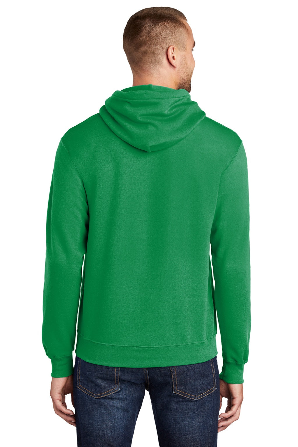 Port & Company PC78H/PC78HT Mens Core Pill Resistant Fleece Hooded Sweatshirt Hoodie w/ Pouch Pocket Kelly Green Model Back