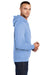 Port & Company PC78H/PC78HT Mens Core Pill Resistant Fleece Hooded Sweatshirt Hoodie w/ Pouch Pocket Light Blue Model Side