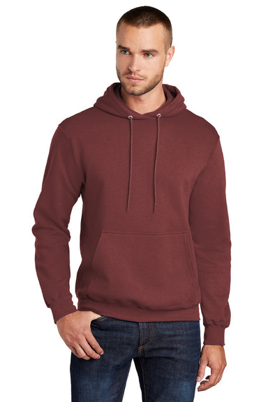 Port & Company PC78H/PC78HT Mens Core Pill Resistant Fleece Hooded Sweatshirt Hoodie w/ Pouch Pocket Maroon Model Front
