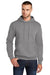 Port & Company PC78H/PC78HT Mens Core Pill Resistant Fleece Hooded Sweatshirt Hoodie w/ Pouch Pocket Medium Grey Model Front